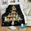 Twisted Lights Shiba Inu Christmas Tree Design Fleece Sherpa Throw Blanket
