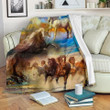 Wild Animal Spirit With Horse Themed Design Fleece Sherpa Throw Blanket