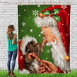 Lovely Cockapoo Smile With Santa Claus Fleece Sherpa Throw Blanket