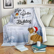 Baby Bulldog Look Up At The Tree Christmas Fleece Sherpa Throw Blanket