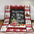 Red Truck Christmas May Your Day Be Merry And Bright Design Fleece Sherpa Throw Blanket