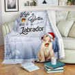 Labrador Christmas White Snow Theme Design Fleece Sherpa Throw Blanket