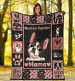 Black And Pink Gift For Boston Terrier Dog Mama Fleece Sherpa Throw Blanket