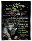 Wolf Daughter Gift For Mom To Me You Are The World Fleece Sherpa Throw Blanket