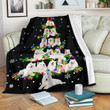 Cute Samoyed Christmas Tree Winter Holiday Decoration Design Fleece Sherpa Throw Blanket