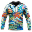 Shark Painting Colorful Style - Hoodie