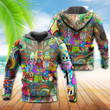 Hippie Music Electric Guitar Peace Life Colorful - Hoodie