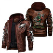 Philadelphia American Football Philly Eagles Super Bowl Team Rugby Player Leather Jacket With Hood Winter Coat Gifts