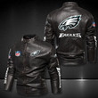 Philadelphia American Football Philly Eagles Super Bowl Team Stand Collar Leather Jacket Winter Coat