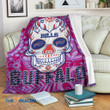 Lucky Buffalo With Tattooed Skull Floral Buffalo American Football Team Bisons Bills Team Team Gift For Fan Christmas Gift Fleece Sherpa Throw Blanket