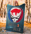 Red Buffalo In Skull Brain Universe Scale Buffalo American Football Team Bisons Bills Team Team Gift For Fan Christmas Gift Fleece Sherpa Throw Blanket