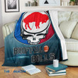 Red Buffalo In Skull Brain Universe Scale Buffalo American Football Team Bisons Bills Team Team Gift For Fan Christmas Gift Fleece Sherpa Throw Blanket