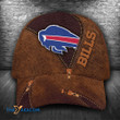 Personalized Zipper Brown Leather Pattern Buffalo American Football Team Bisons Bills Team Fan Team Baseball Cap Classic Hat Men Woman Unisex