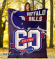 Blue Strongest Buffalo Fighting Est 1960 Text Buffalo American Football Team Bisons Bills Team Team Gift For Fan Christmas Gift Fleece Sherpa Throw Blanket