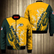 Green Bay American Football Team Packers Aaron Rodgers Winter Cartoon Athlete Ball Star Bomber Jacket Outerwear Christmas Gift