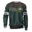 Green Bay American Football Team Packers Aaron Rodgers USA Flag Print Sweatshirt Long Sleeve Crewneck Casual Pullover Top