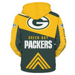 Gift For Fan Team Men's Green Bay American Football Team Packers Aaron Rodgers Hoodie Zip Hoodie Sweatshirt Casual Hooded Jacket Coat