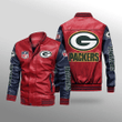 Green Bay American Football Team Packers Aaron Rodgers Gift For Fan Team Badge Leather Bomber Jacket Outerwear Christmas Gift