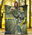 Packers Ahman Green 30 Lightning Rugby Ball Green Bay American Football Team Packers Aaron Rodgers Team Gift For Fan Christmas Gift Fleece Sherpa Throw Blanket
