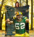 Packers Cute Clay Matthews 52 Under Flashlight Green Bay American Football Team Packers Aaron Rodgers Team Gift For Fan Christmas Gift Fleece Sherpa Throw Blanket