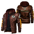 Green Bay American Football Team Packers Aaron Rodgers Team Go Pack Go Leather Jacket With Hood Winter Coat Gifts