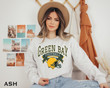 Retro Varsity Green Bay Football Packers Print Gift Fan Grey Sweatshirt Long Sleeve Crewneck Casual Pullover Top