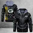Green Bay American Football Team Packers Aaron Rodgers Gift For Fan Bomber Leather Jacket Hooded Motorcycle Biker Winter Coat Gifts