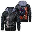 New England Pat American Football Team Patriots Team Hand Leather Jacket With Hood Winter Coat Gifts