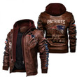 New England Pat American Football Team Patriots Team 60 Years Of Leather Jacket With Hood Winter Coat Gifts