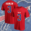 Damar Hamlin #3 Number Buffalo American Football Team Bisons Bills Team Red Name & Number T-Shirt