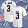 Support Damar Hamlin #3 Number Buffalo American Football Team Bisons Bills Team White Name & Number T-Shirt
