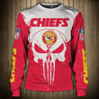 Kansas City American Football Team Road Super Bowl Skull Print Gift For Fan Sweatshirt Long Sleeve Crewneck Casual Pullover Top