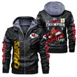 Kansas City American Football Team Road Super Bowl Team Champion Leather Jacket With Hood Winter Coat Gifts