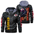 Kansas City American Football Team Road Super Bowl Team Hand Leather Jacket With Hood Winter Coat Gifts