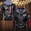 Kansas City American Football Team Road Super Bowl Flag Print Bomber Leather Jacket Hooded Motorcycle Biker Winter Coat Gifts