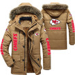 Kansas City American Football Team Road Super Bowl Men's Hooded Parka Jacket Winter Warm Fleece Zipper Jacket Gift Champion