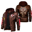 Kansas City American Football Team Road Super Bowl Team Leather Jacket Skull With Hood Motorcycle Biker Winter Coat Gifts
