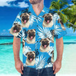 Personalized Custom Photo Your Dog Face And Tropical Blue Gift For Dog Lovers Short Sleeve Hawaiian Shirt