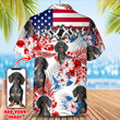 Personalized Custom Photo Your Dog Face Tropical And American Flag On The Back Gift For Dog Lovers Short Sleeve Hawaiian Shirt