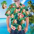 Personalized Custom Photo Your Face Vintage Tropical And Flowers Pink For Unique Person Short Sleeve Hawaiian Shirt