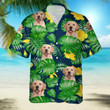 Personalized Custom Photo Your Dog Blue Navy And Tropical Flower Rellow Gift For Dog Lovers Short Sleeve Hawaiian Shirt