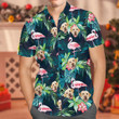 Personalized Custom Photo Your Dog Funny Face And Flamingo Tropical Gift For Dog Lovers Short Sleeve Hawaiian Shirt