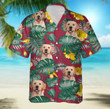 Personalized Custom Photo Your Labrador Retriever Pink And Tropical Flower Yellow Gift For Dog Lovers Short Sleeve Hawaiian Shirt