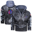 Men's Buffalo-Bills Leather Jacket With Hood, Go Champion Buffalo-Bills Black/Brown Leather Jacket Gift Ideas For Fan