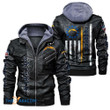 Men's Los-Angeles-Chargers Leather Jacket With Hood, American Flag Los-Angeles-Chargers Black/Brown Leather Jacket Gift Ideas For Fan