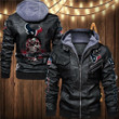 Men's Houston-Texans Leather Jacket With Hood, Texans Skull Houston-Texans Black/Brown Leather Jacket Gift Ideas For Fan