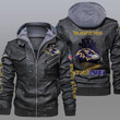 Men's Baltimore Baltimore-Ravens Ravens Leather Jacket With Hood, Go Play Like Ravens Black/Brown Leather Jacket Gift Ideas For Fan