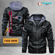 Personalized Men's New England New-England-Patriots Leather Jacket With Hood, Since 1959 Black/Brown Leather Jacket Gift Ideas For Fan