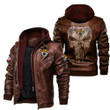 Men's Jacksonville-Jaguars Leather Jacket With Hood, Skull Jacksonville-Jaguars Black/Brown Leather Jacket Gift Ideas For Fan