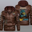 Men's Jacksonville-Jaguars Leather Jacket With Hood, Hands Players Jacksonville-Jaguars Black/Brown Leather Jacket Gift Ideas For Fan